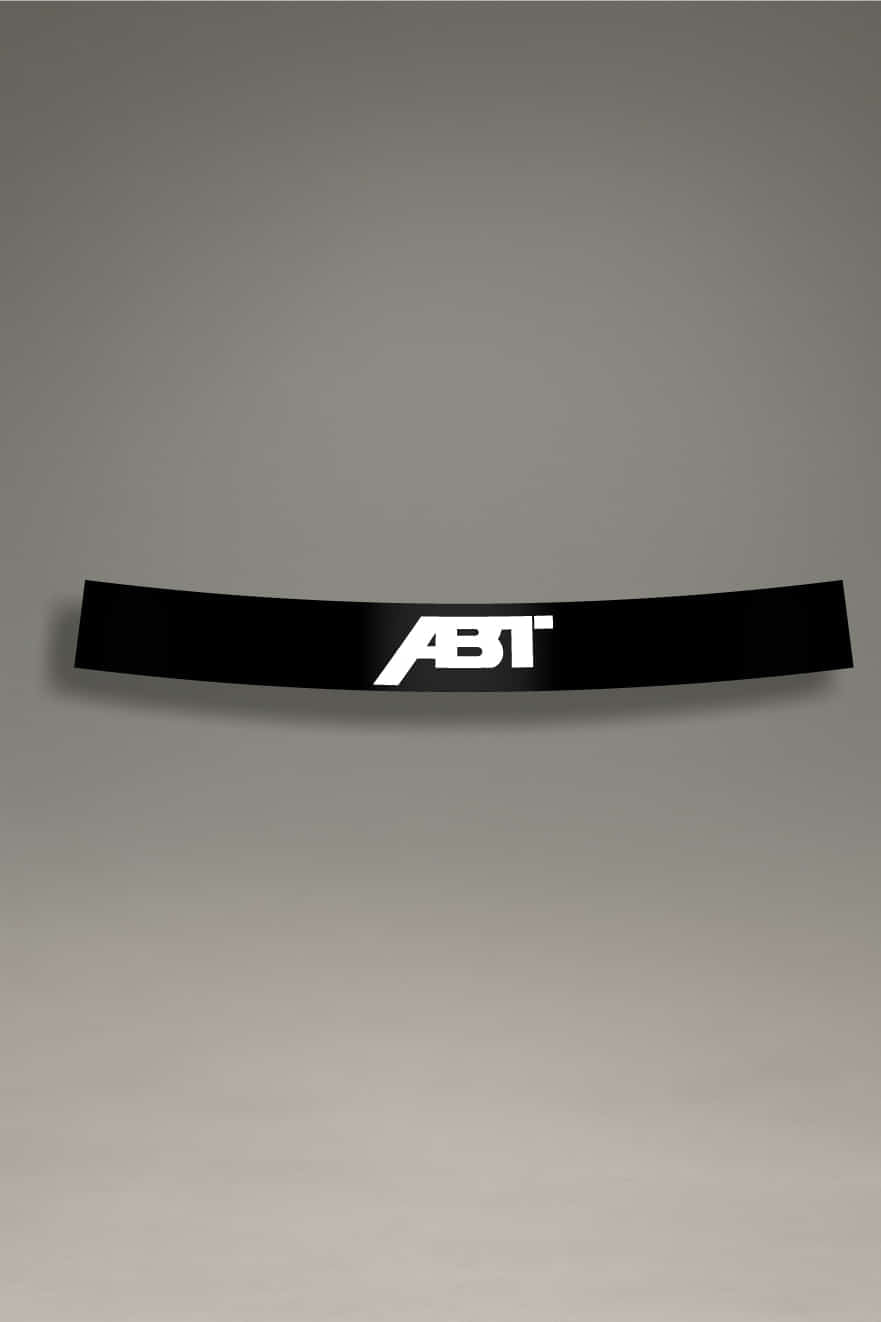 Parasol de vinilo Audi con logo ABT en blanco y negro. Accesorio para coche con protección solar.