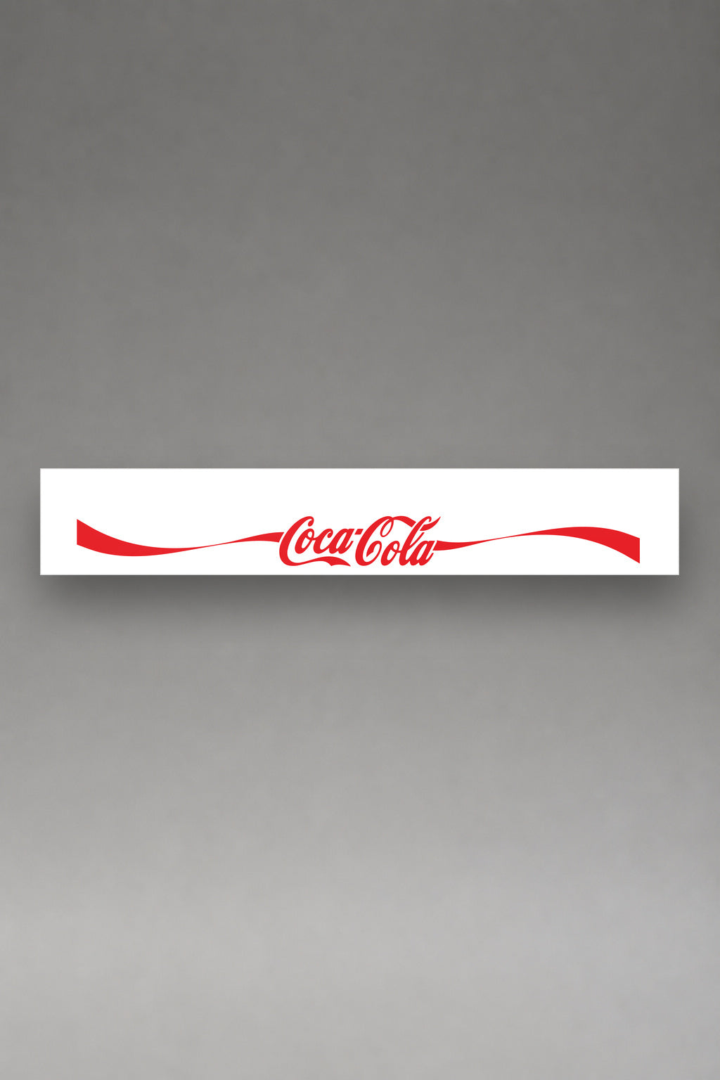Parasol de vinilo Coca-Cola · Lettering Spencerian, la tira entera de 150 x 25 cm vista de frente, de MOA-Grafics.