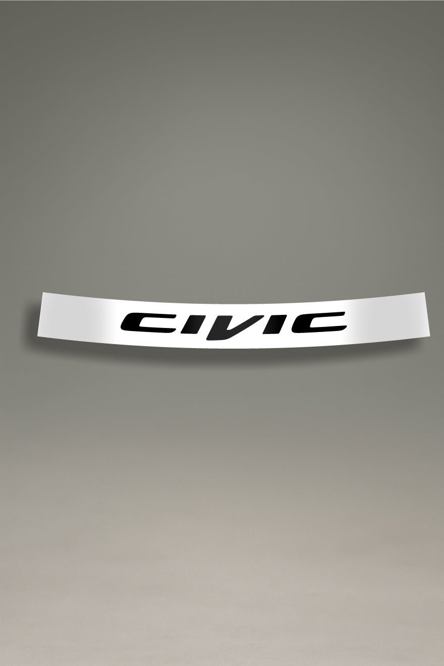 Parasol de vinilo blanco con el logotipo de Honda Civic en negro. Accesorio de personalización de MOA-Grafics para dar un toque JDM a tu coche y protegerlo del sol.