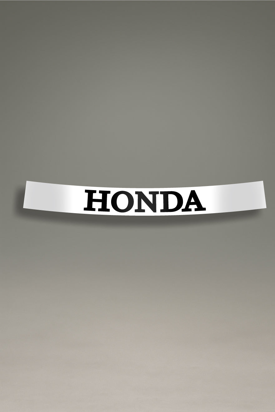 Parasol de vinilo blanco con el logotipo moderno de Honda en negro. Accesorio de MOA-Grafics para proteger el interior del coche con un diseño minimalista.