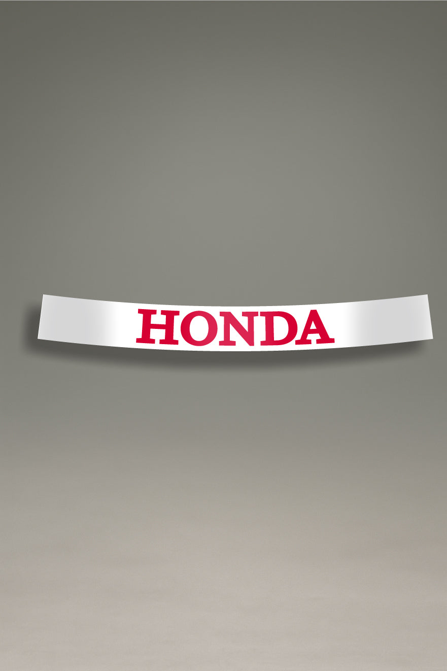 Parasol de vinilo blanco con el logotipo moderno de Honda en rojo. Un accesorio de MOA-Grafics para proteger el interior de tu coche y darle un toque deportivo.