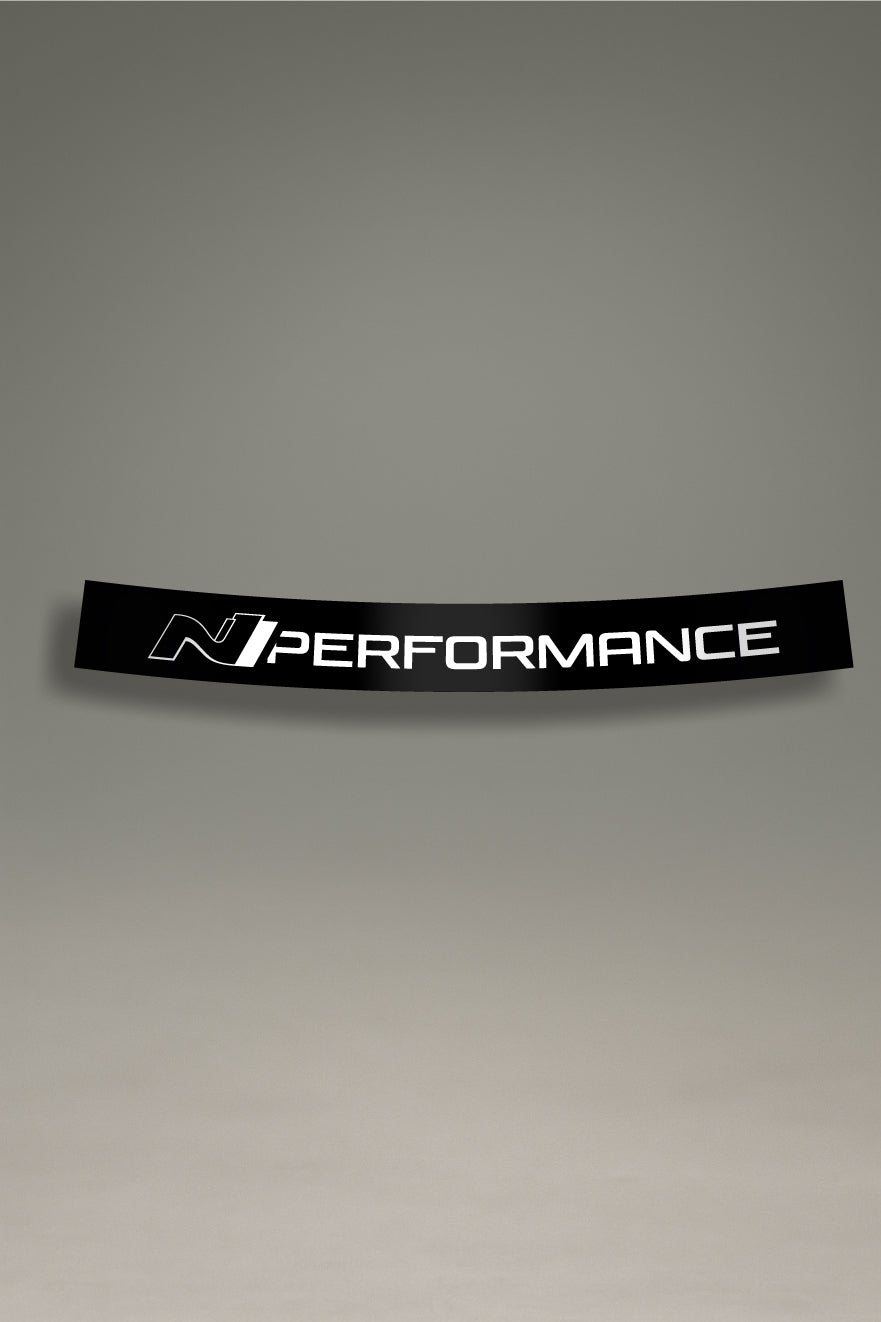 Parasol de vinilo negro con el logotipo de Hyundai N Performance. Un accesorio de competición de MOA-Grafics para personalizar y proteger vehículos Hyundai.