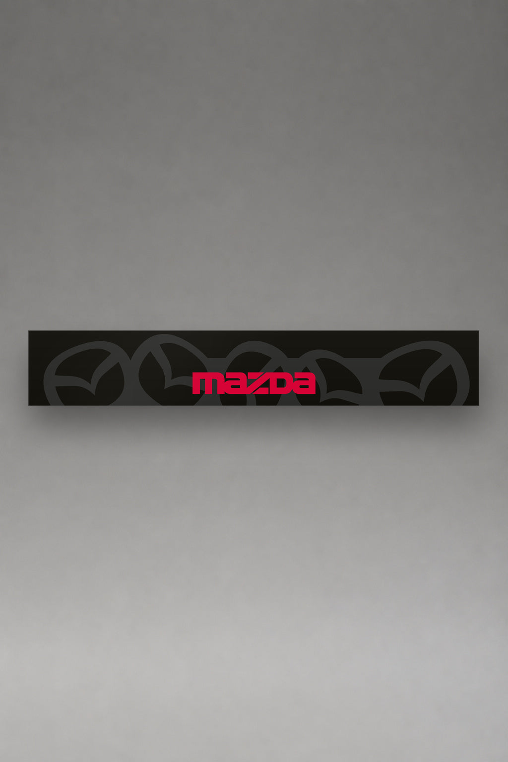 Parasol de vinilo Mazda · Patrón Emblema Repetido, la tira entera de 150 x 25 cm vista de frente, de MOA-Grafics.