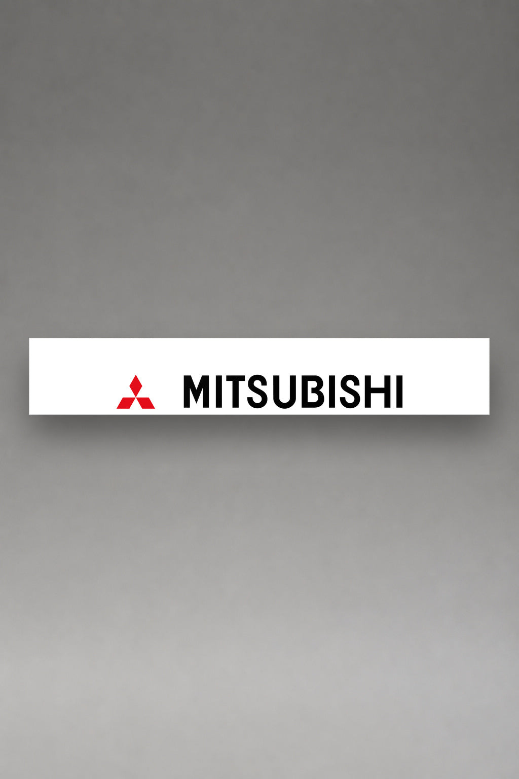 Parasol de vinilo Mitsubishi · Logo y Lettering Completo, la tira entera de 150 x 25 cm vista de frente, de MOA-Grafics.