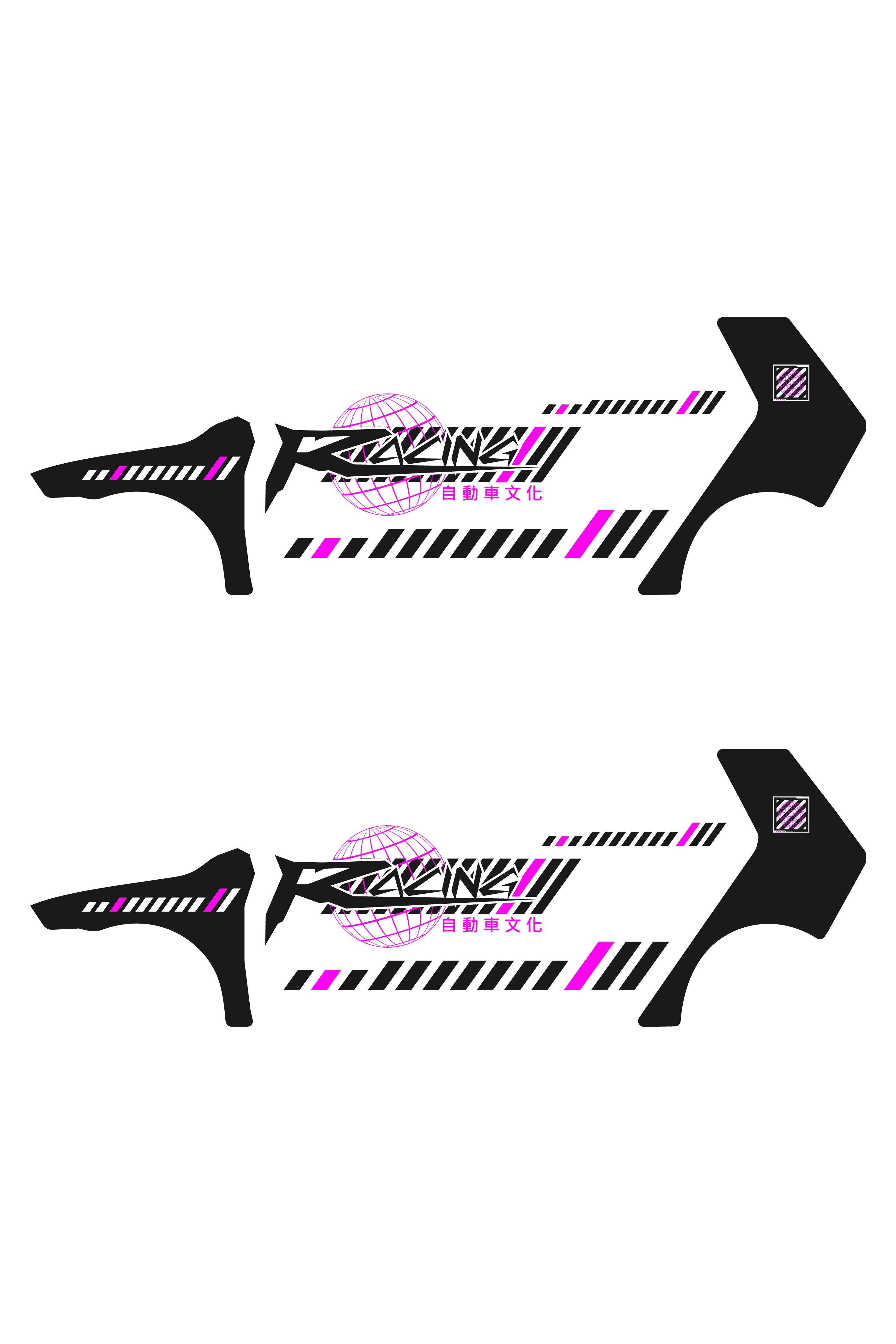 Patrón detallado del vinilo Japan Racing Widebody V2. Muestra la composición de líneas dinámicas y gráficos diseñados para carrocerías ensanchadas, versión 2.