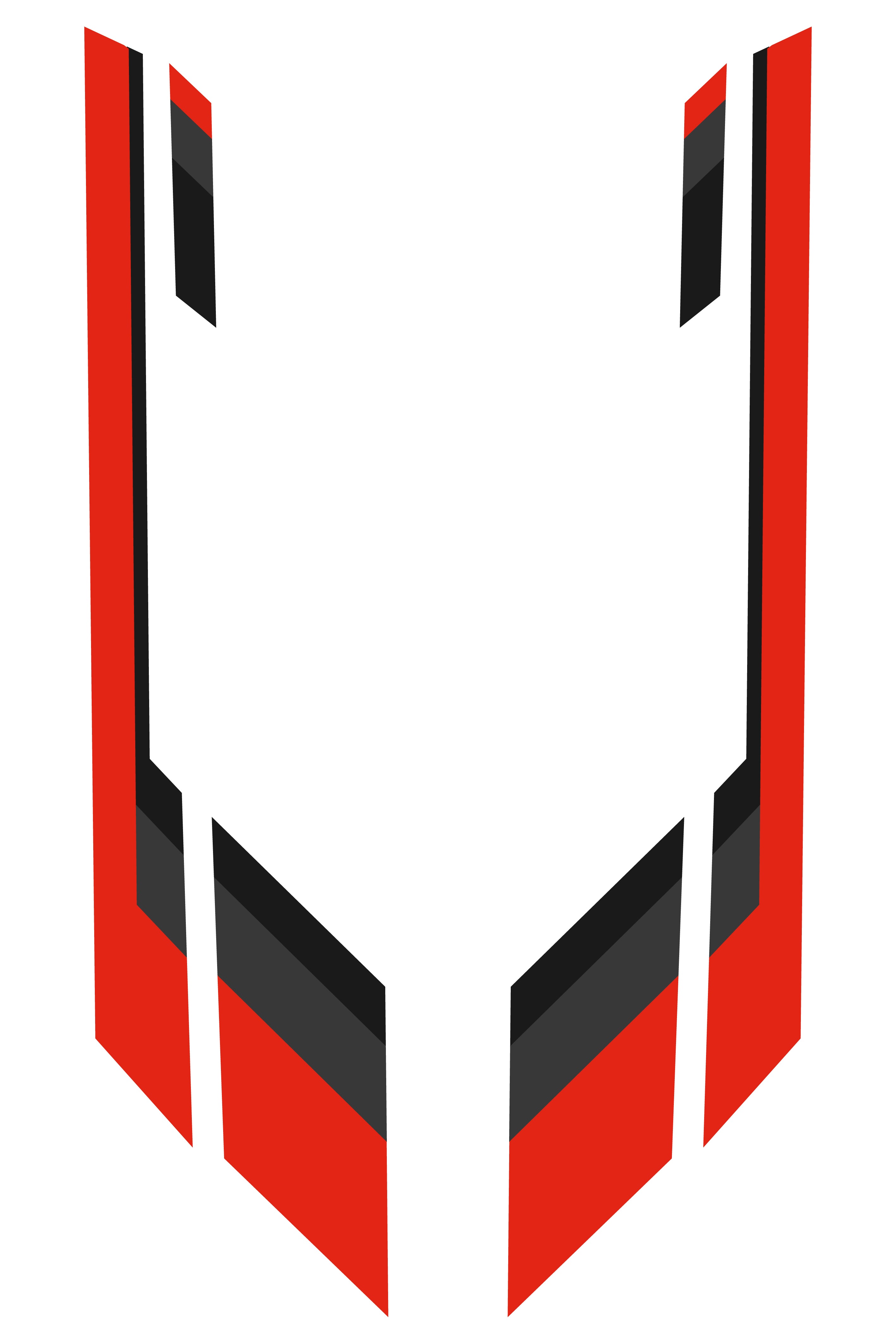 Patrón detallado del vinilo VW Racing Líneas. Muestra la composición de las rayas y gráficos agresivos para el lateral y frontal del vehículo.