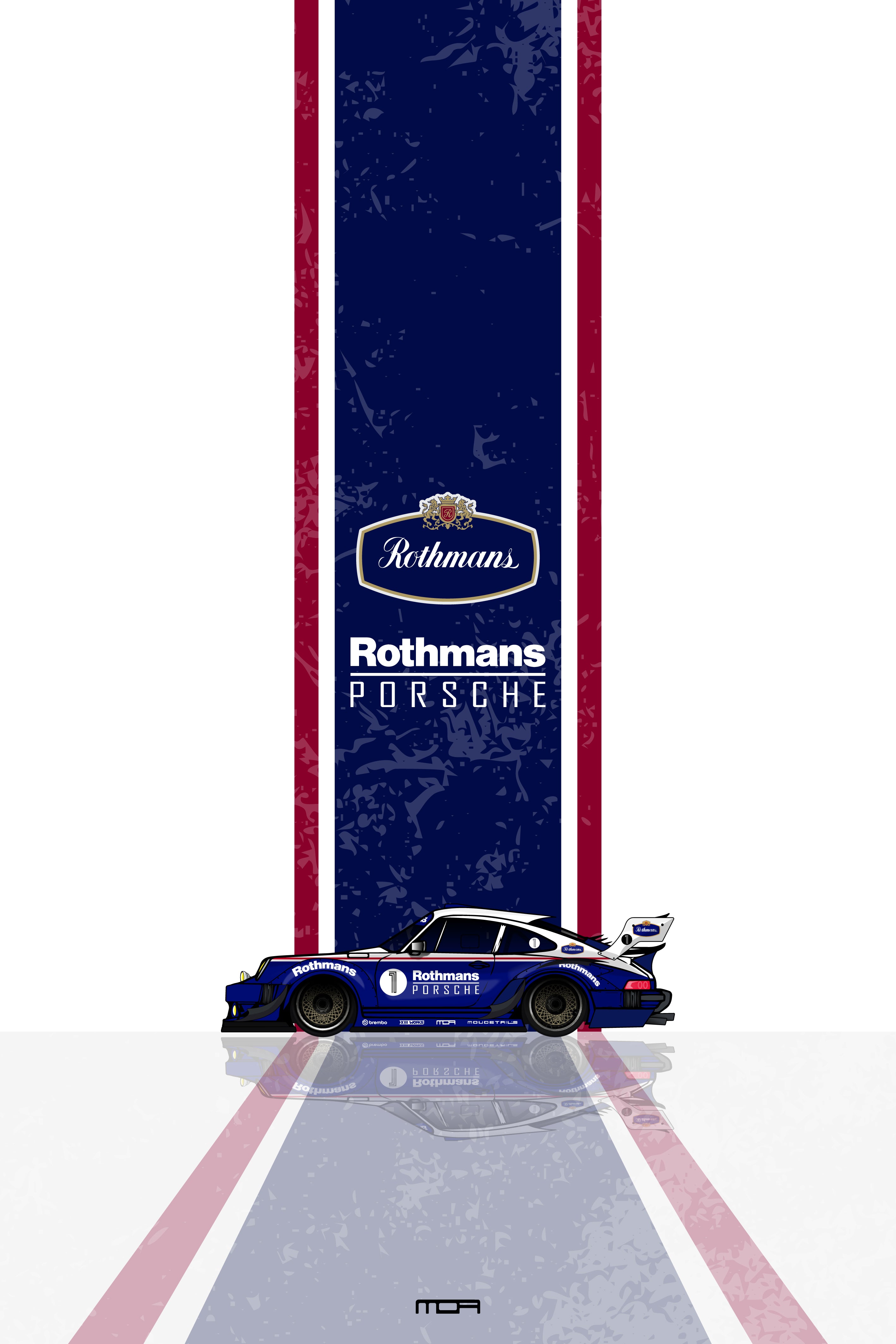 Póster de pared del Porsche 911 Rothmans, un diseño retro racing para personalización y decoración de garajes por MOA-Grafics.
