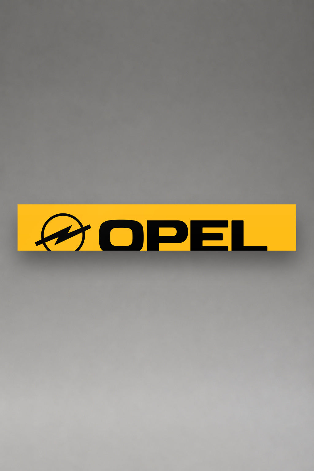 Parasol de vinilo Opel · Lettering Inclinado Dinámico, la tira entera de 150 x 25 cm vista de frente, de MOA-Grafics.
