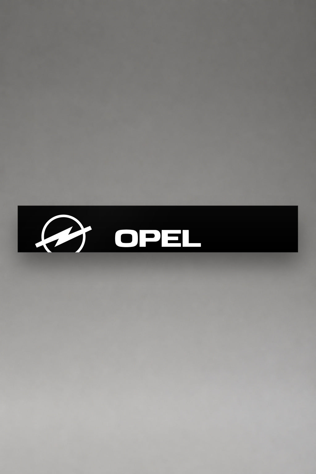 Parasol de vinilo Opel · Logo Blitz y Speed Stripes, la tira entera de 150 x 25 cm vista de frente, de MOA-Grafics.