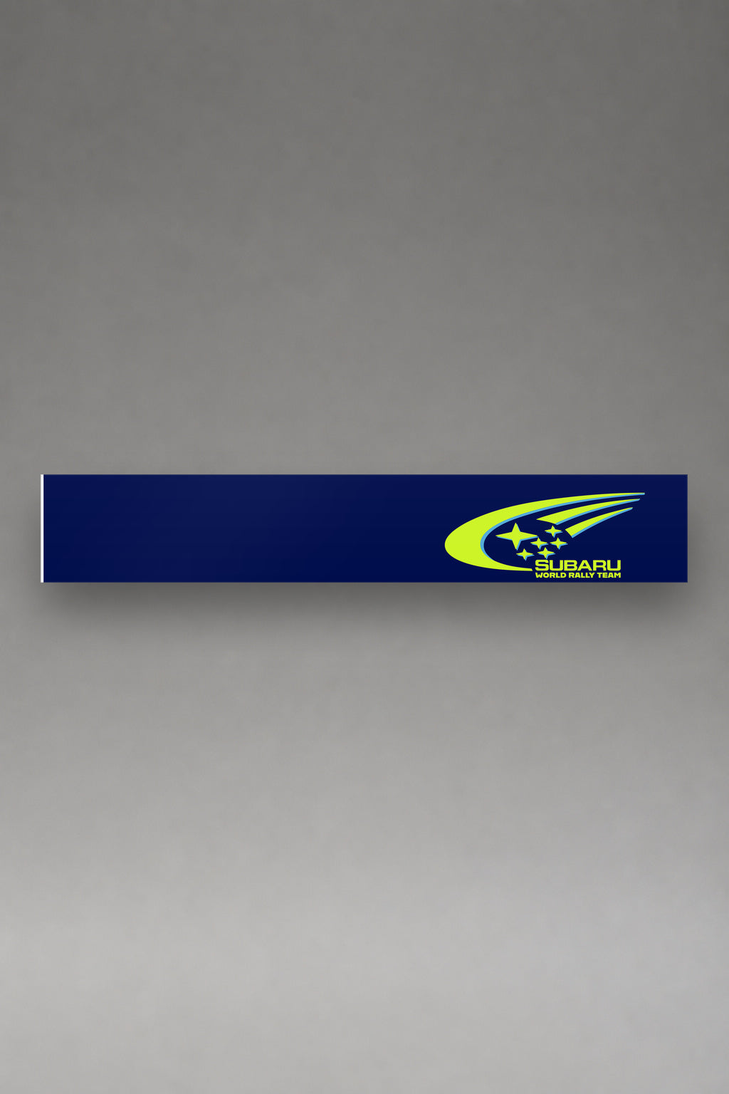 Parasol de vinilo Subaru · World Rally Team, la tira entera de 150 x 25 cm vista de frente, de MOA-Grafics.