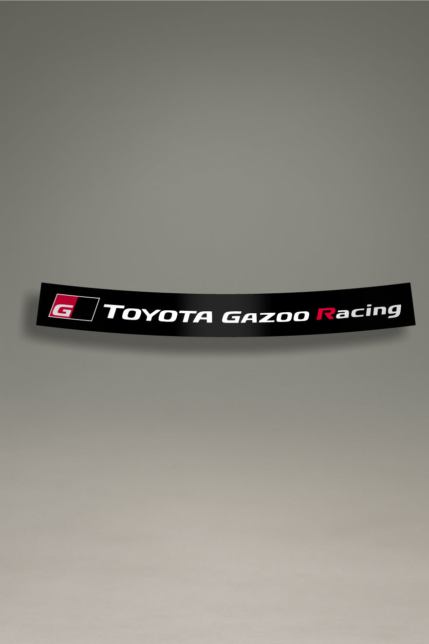Parasol negro para parabrisas con el logo completo de Toyota Gazoo Racing, un accesorio de estilo racing para personalización de MOA-Grafics.