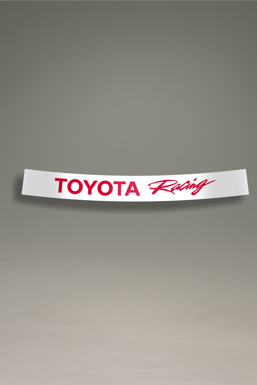 Parasol blanco para parabrisas con el logo de Toyota Racing en rojo, una pieza de estilo JDM para la personalización y tuning de MOA-Grafics.