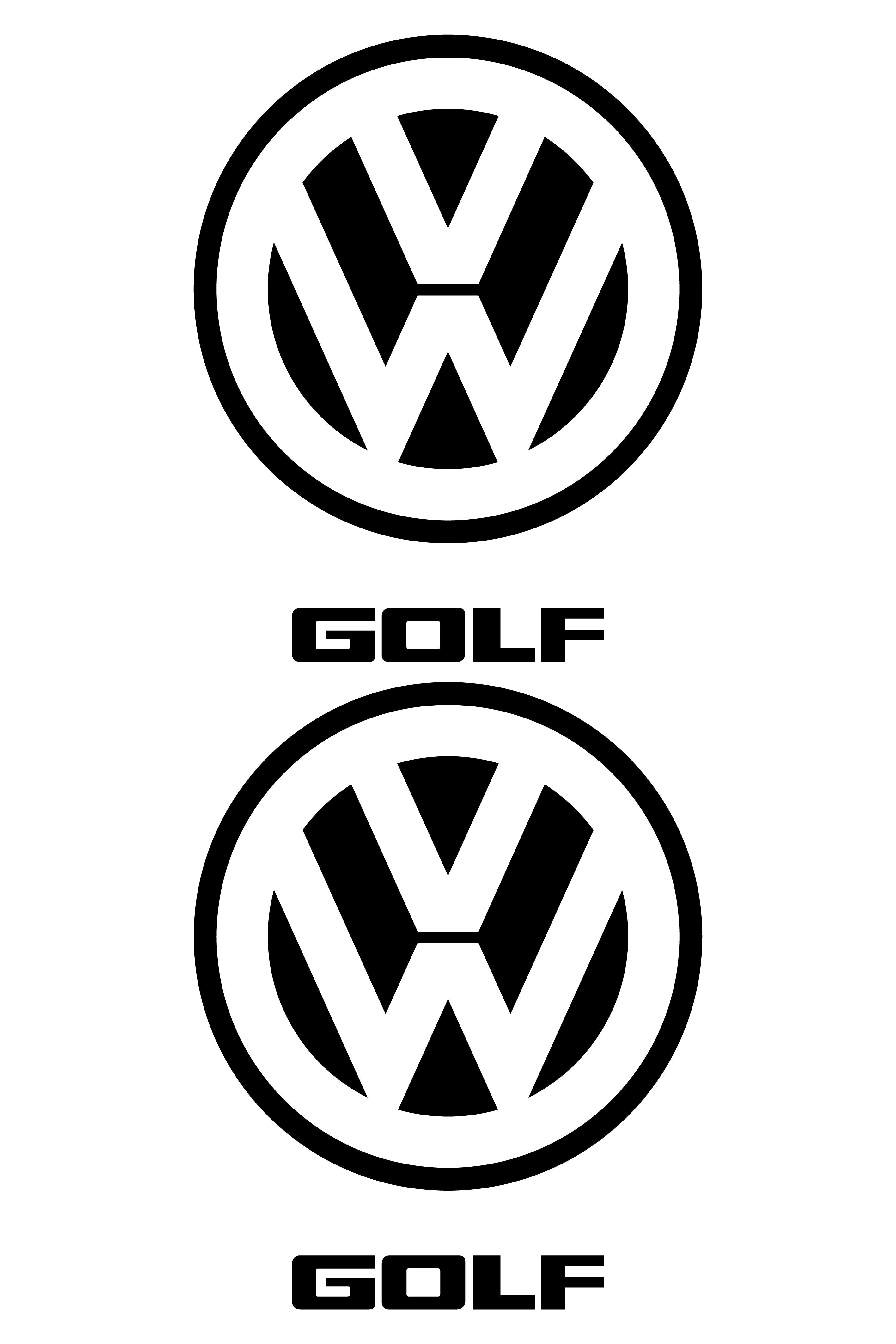 Primer plano y patrón detallado del vinilo de logotipo Golf. Muestra la forma y los colores del diseño de la insignia del Volkswagen.