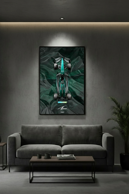 Póster de Aston Martin Vantage, V3, colgado en pared. Decoración ideal para coleccionistas de automovilismo y fans de las carreras F1.