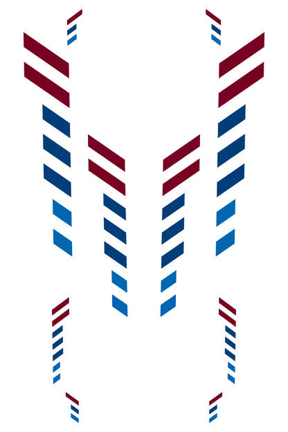 Detalle cercano del patrón de doble línea del vinilo Racing Stripes para BMW. El material de este vinilo es de alta resistencia y flexible, apto para la curva del capó y tolerante a la limpieza con agua a presión.