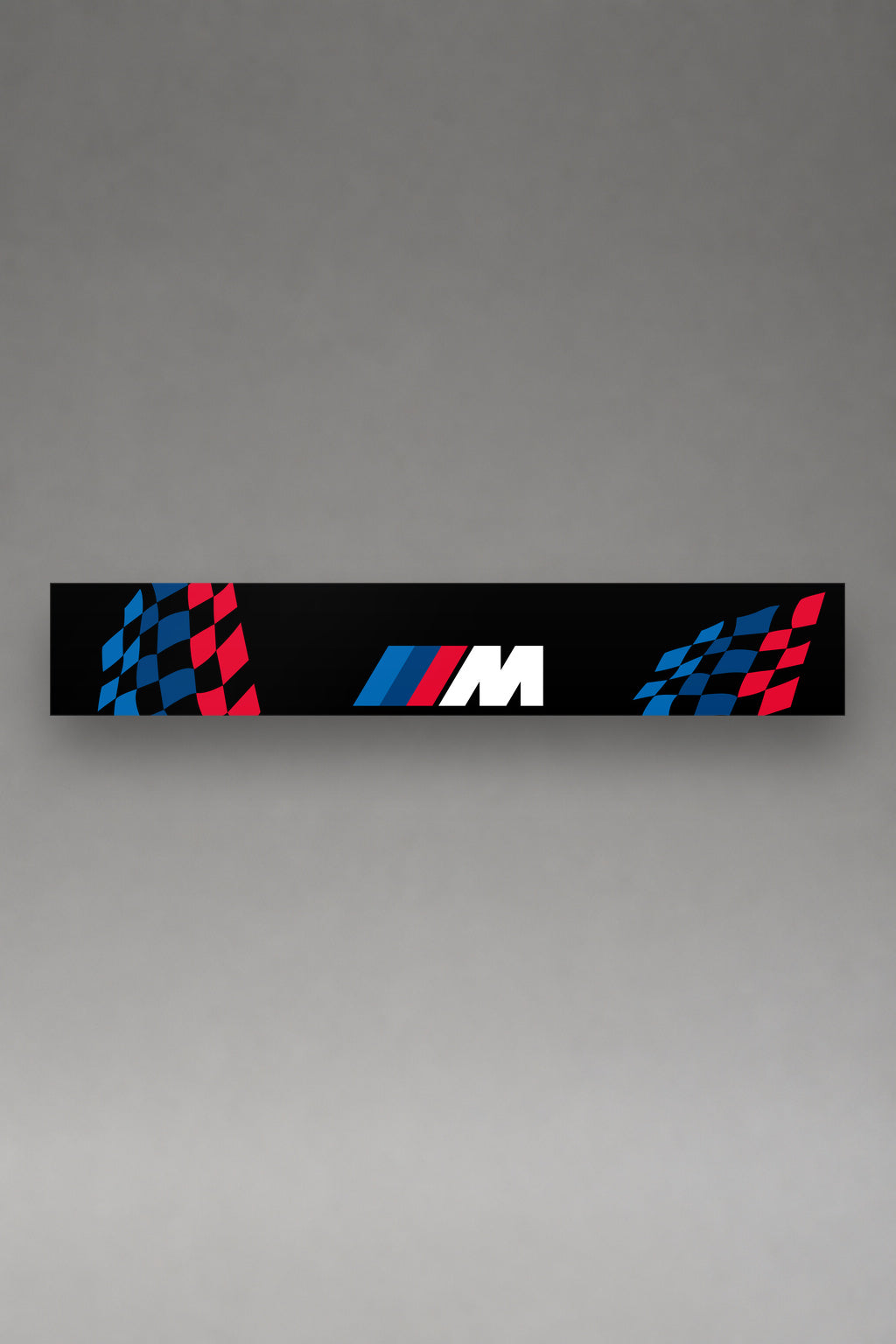Parasol de vinilo BMW M Cuadros · Patrón Tricolor M, la tira entera de 150 x 25 cm vista de frente, de MOA-Grafics.