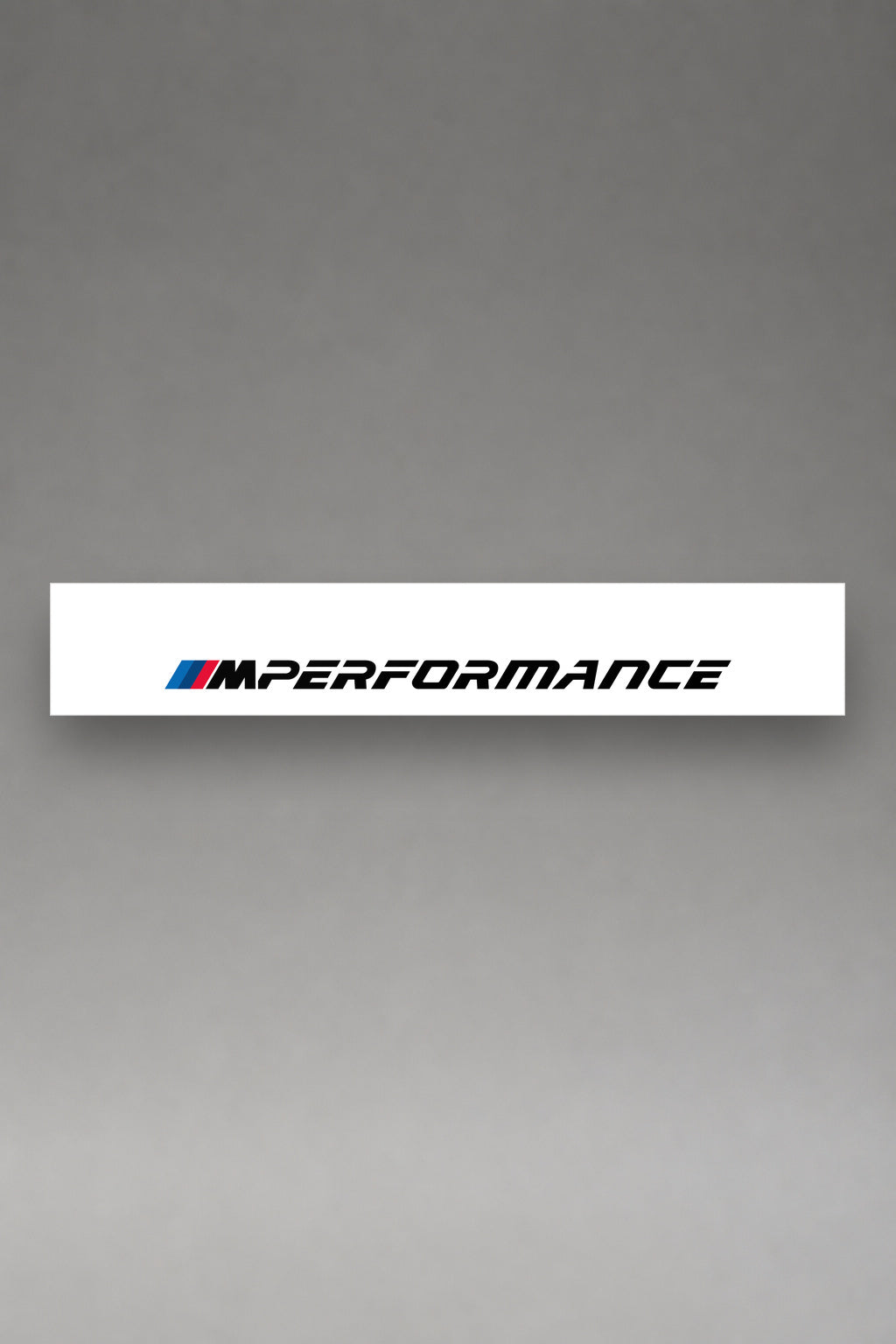 Parasol de vinilo BMW M Performance · Línea Factory Tuning, la tira entera de 150 x 25 cm vista de frente, de MOA-Grafics.