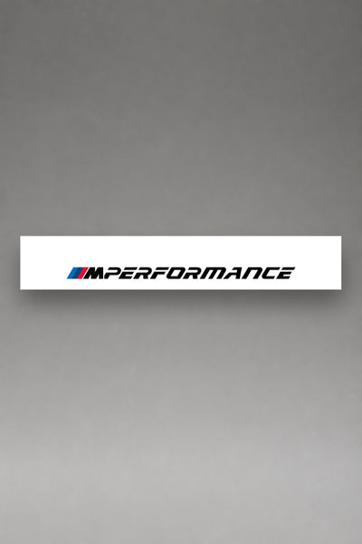 Parasol de vinilo BMW M Performance · Línea Factory Tuning, la tira entera de 150 x 25 cm vista de frente, de MOA-Grafics.