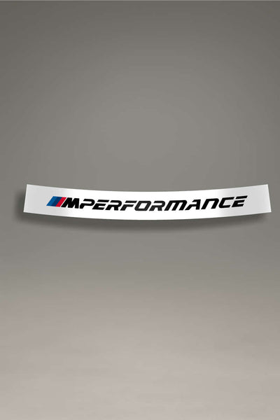 Parasol BMW M Performance en color blanco con el logotipo de BMW M y la palabra "PERFORMANCE" en negro. Un accesorio elegante y funcional para personalizar vehículos BMW, reflejando la esencia de alto rendimiento de la marca.