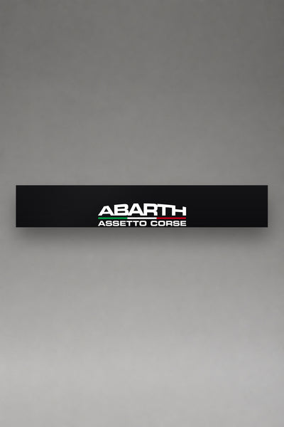 Parasol de vinilo Fiat Abarth & Assetto Corsa · Sim Racing Italiano, la tira entera de 150 x 25 cm vista de frente, de MOA-Grafics.