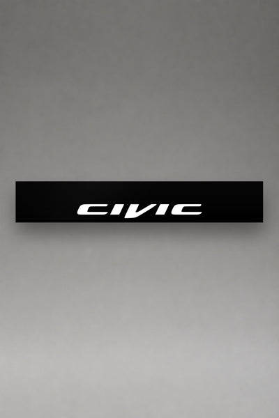 Parasol de vinilo Honda Civic · Lettering Cursivo, la tira entera de 150 x 25 cm vista de frente, de MOA-Grafics.