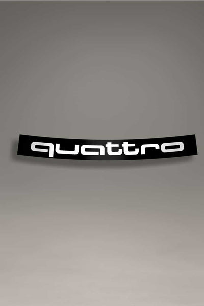 Parasol de vinilo negro con letras blancas de Audi Quattro. Accesorio para parabrisas, ideal para tuning y estilo racing.