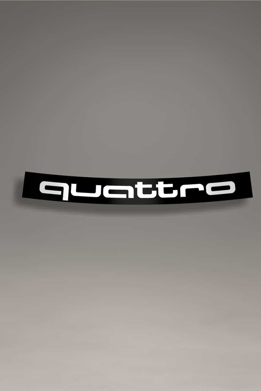 Parasol de vinilo negro con letras blancas de Audi Quattro. Accesorio para parabrisas, ideal para tuning y estilo racing.