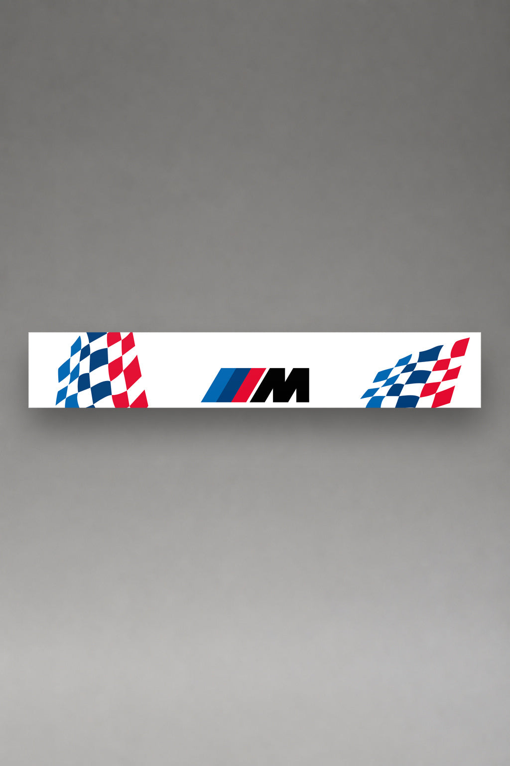 Parasol de vinilo BMW M Cuadros · Patrón Tricolor M, la tira entera de 150 x 25 cm vista de frente, de MOA-Grafics.