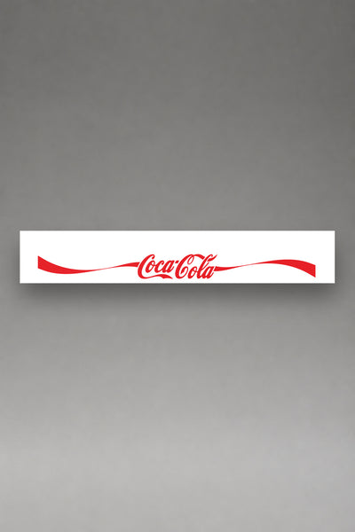 Parasol de vinilo Coca-Cola · Lettering Spencerian, la tira entera de 150 x 25 cm vista de frente, de MOA-Grafics.