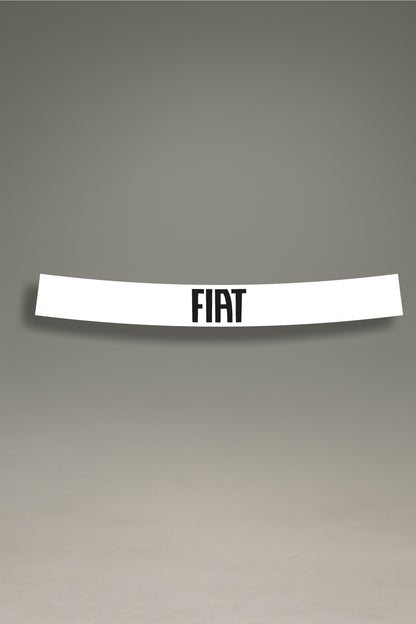 Parasol de vinilo blanco con el logotipo moderno de Fiat en negro. Un accesorio de personalización de MOA-Grafics para proteger el interior de tu coche.

