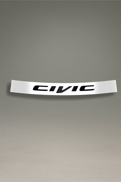 Parasol de vinilo blanco con el logotipo de Honda Civic en negro. Accesorio de personalización de MOA-Grafics para dar un toque JDM a tu coche y protegerlo del sol.