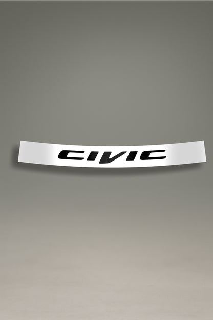 Parasol de vinilo blanco con el logotipo de Honda Civic en negro. Accesorio de personalización de MOA-Grafics para dar un toque JDM a tu coche y protegerlo del sol.