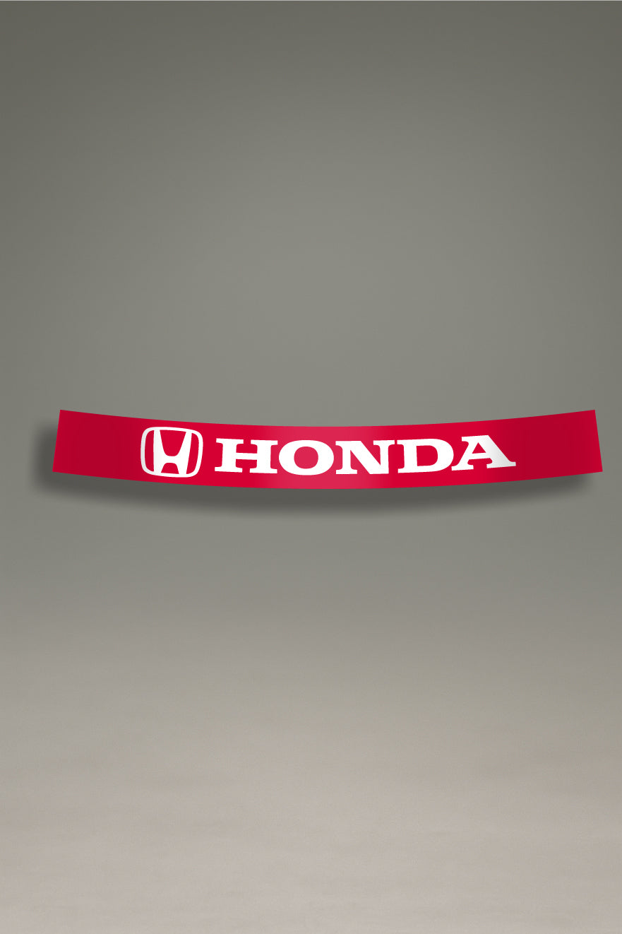 Parasol de vinilo rojo para coche con el logotipo oficial de Honda en blanco. Accesorio de MOA-Grafics para personalizar vehículos Honda y protegerlos de los rayos UV.