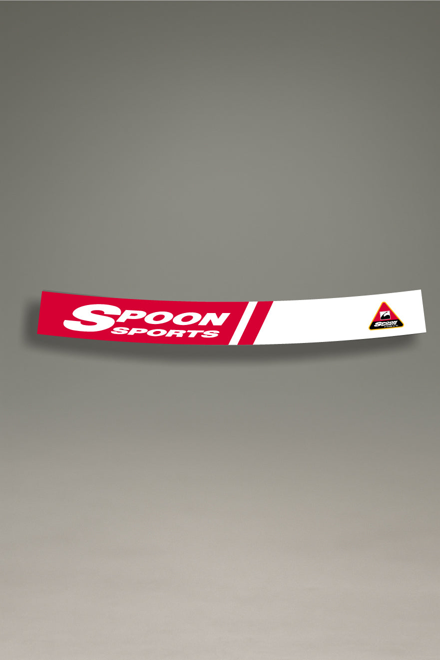 Parasol de vinilo con el diseño de Spoon Sports Type-One en rojo y blanco. Accesorio de MOA-Grafics para dar un toque racing a tu coche Honda y protegerlo de los rayos UV.