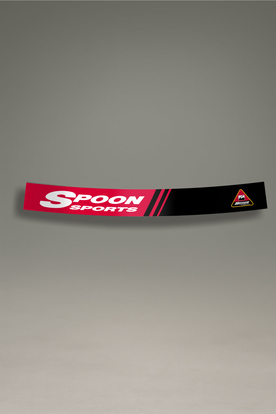 Parasol de vinilo con el diseño de Spoon Sports Type-One en rojo y blanco. Accesorio de MOA-Grafics para dar un toque racing a tu coche Honda y protegerlo de los rayos UV.