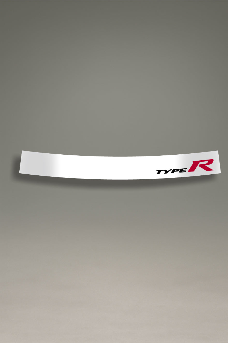 Parasol de vinilo blanco con el logotipo de Honda Type R. Accesorio de MOA-Grafics para dar un toque JDM a tu coche y protegerlo del sol