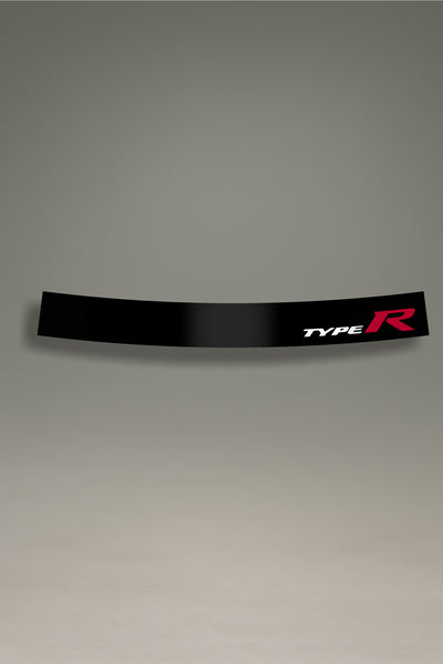 Parasol de vinilo negro con el logotipo de Honda Type R. Un accesorio de competición de MOA-Grafics para personalizar y proteger el parabrisas de vehículos de alto rendimiento.