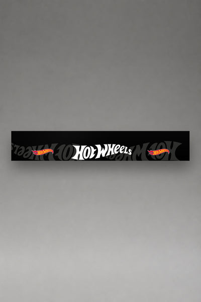 Parasol de vinilo Hot Wheels Black Edition · Patrón de Logos, la tira entera de 150 x 25 cm vista de frente, de MOA-Grafics.