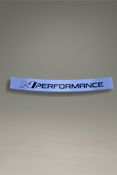 Parasol de vinilo azul claro con el logotipo de Hyundai N Performance. Un accesorio de estilo deportivo de MOA-Grafics para proteger y personalizar tu vehículo.