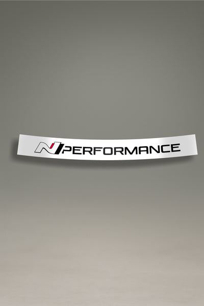 Parasol de vinilo blanco con el logotipo de Hyundai N Performance. Accesorio de MOA-Grafics para dar un toque racing a tu coche y protegerlo de los rayos UV.