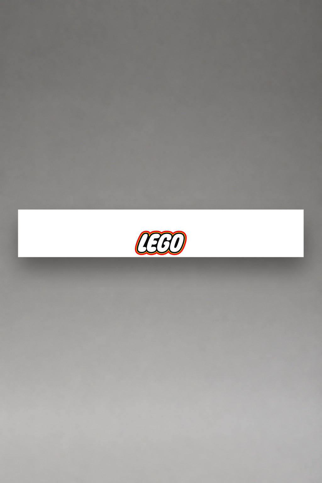 Parasol de vinilo LEGO · Logotipo sobre Blanco, la tira entera de 150 x 25 cm vista de frente, de MOA-Grafics.