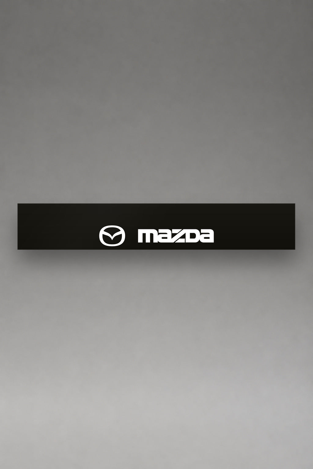 Parasol de vinilo Mazda · Logo Oval Oficial Bicolor, la tira entera de 150 x 25 cm vista de frente, de MOA-Grafics.