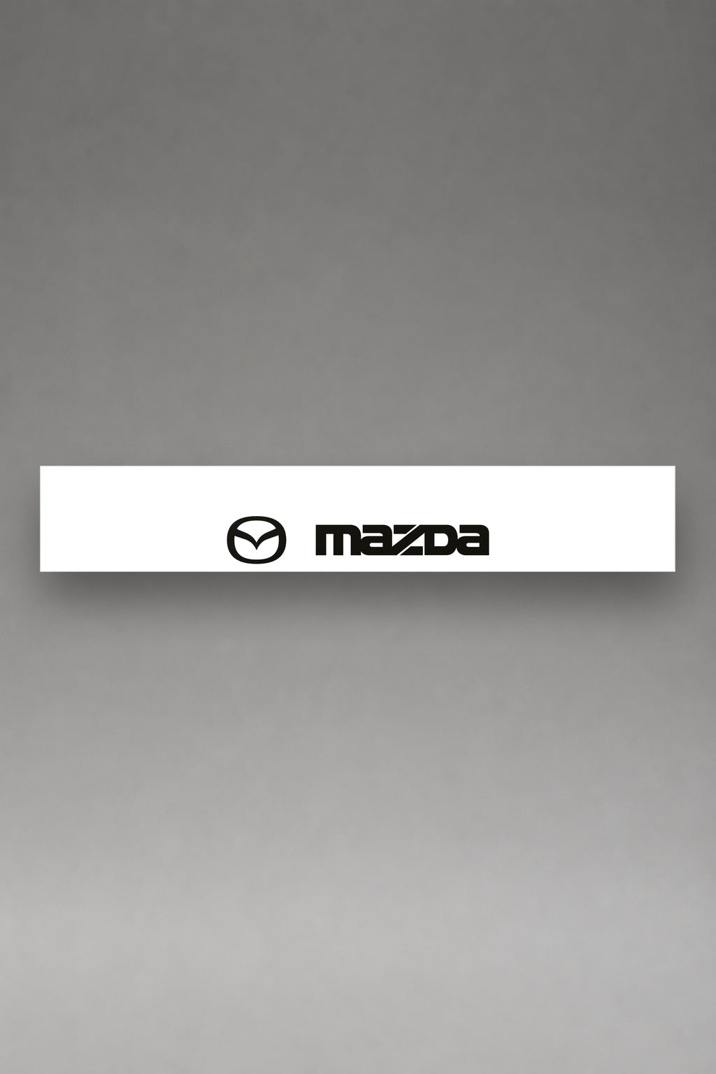 Parasol de vinilo Mazda · Logo Oval Oficial Bicolor, la tira entera de 150 x 25 cm vista de frente, de MOA-Grafics.
