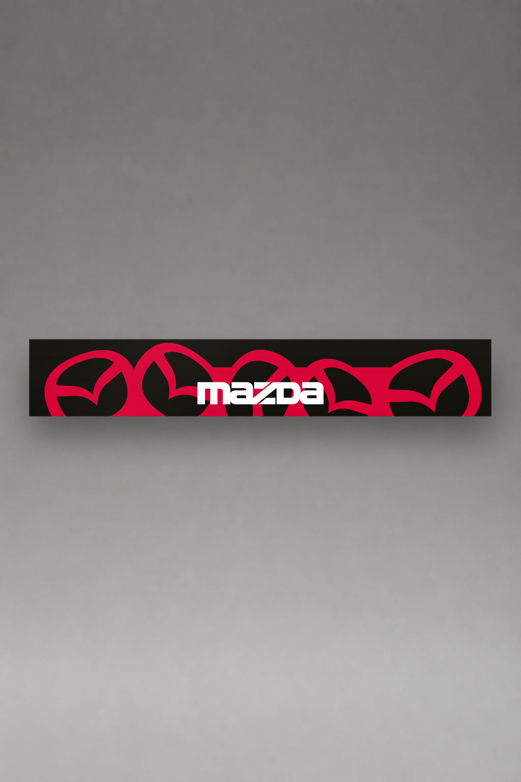Parasol de vinilo Mazda · Patrón Emblema Repetido, la tira entera de 150 x 25 cm vista de frente, de MOA-Grafics.