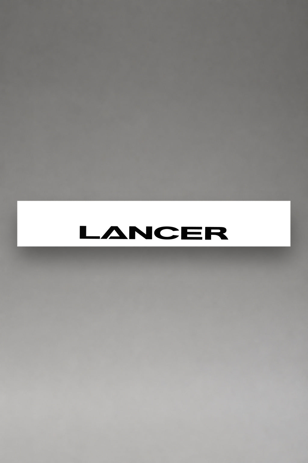 Parasol de vinilo Mitsubishi Lancer · Lettering del Modelo, la tira entera de 150 x 25 cm vista de frente, de MOA-Grafics.