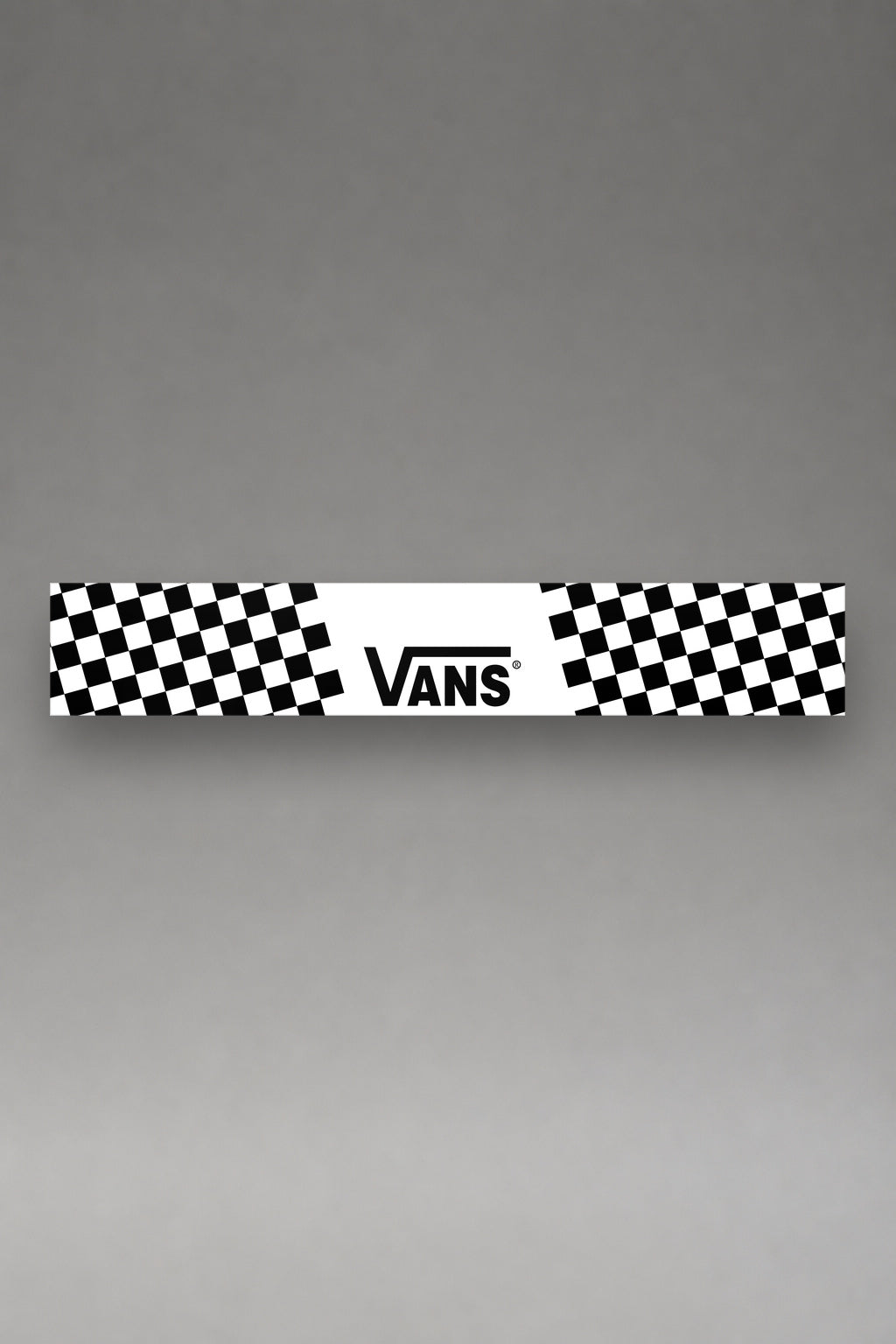 Parasol de vinilo Vans · Damero Lateral, la tira entera de 150 x 25 cm vista de frente, de MOA-Grafics.