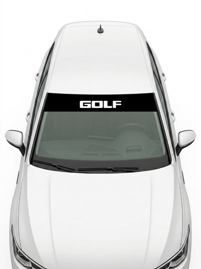 Volkswagen - Formato Golf negro con el lettering GOLF en blanco instalado en el parabrisas