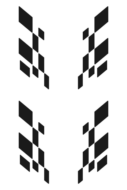 Patrón detallado del vinilo Checker Flag Doble Racing. Muestra la composición de la doble línea ajedrezada, para un look de competición más agresivo.