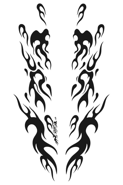 Patrón completo del diseño de vinilo Japan Black Flames. Detalle de las llamas oscuras con bordes estilizados y influencia japonesa.