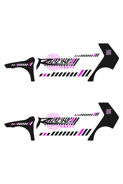 Patrón detallado del vinilo Japan Racing Widebody V2. Muestra la composición de líneas dinámicas y gráficos diseñados para carrocerías ensanchadas, versión 2.